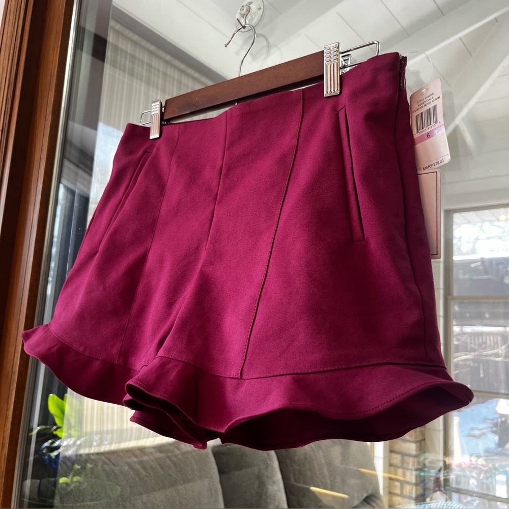 1. STATE Ruffle Hem Short in Berry Charm